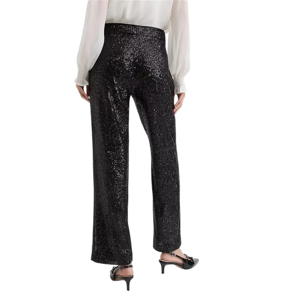 LOFT Black Sequin Straight Pants NWT (N-1)